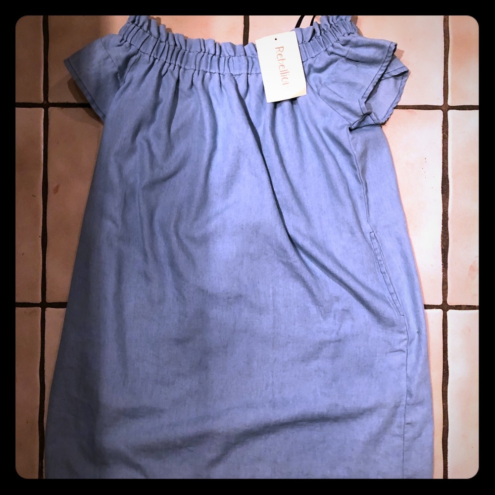 Denim off the shoulder dress size M